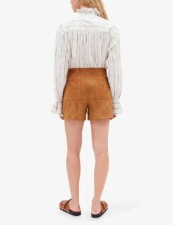 CLAUDIE PIERLOT Chris Lace-fastening Patch-pocket Suede Shorts 8 CLAUDIE PIERLOT Chris Lace-fastening Patch-pocket Suede Shorts -Reiss Shop R04103401 BRUNS ALT03
