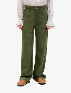 CLAUDIE PIERLOT Pausi Wide-leg Cargo-style Woven Trousers -Reiss Shop R04103404 VERTS ALT02
