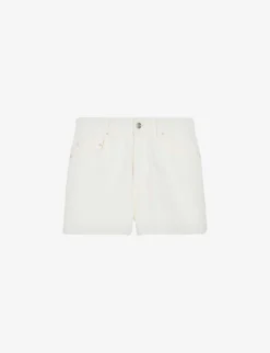 CLAUDIE PIERLOT Logo-patch Mid-rise Denim Shorts
