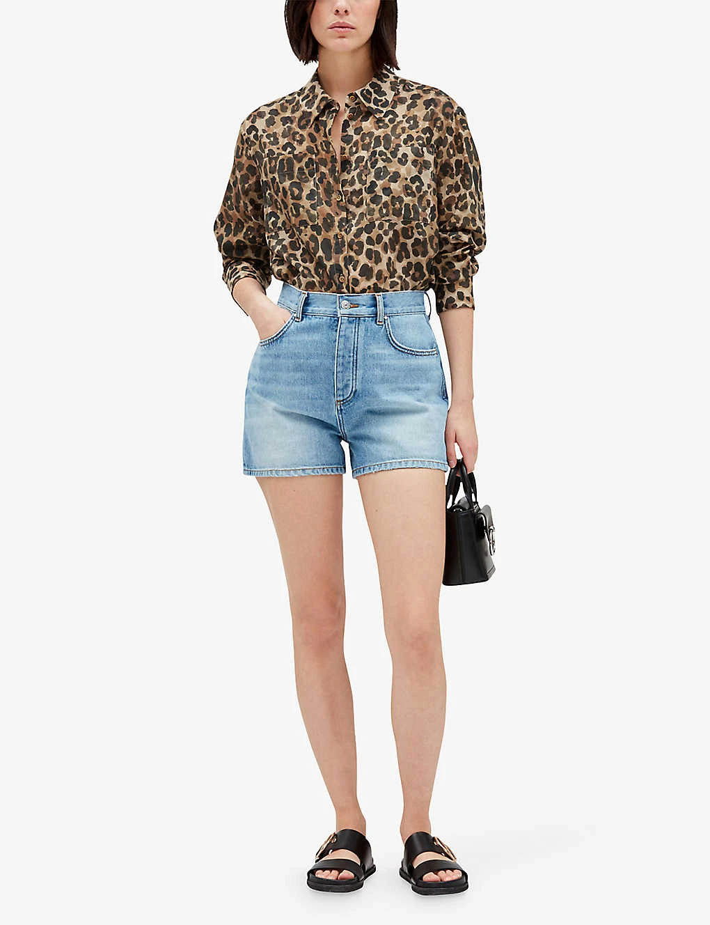 CLAUDIE PIERLOT Earthblue Mid-rise Five-pocket Denim Shorts 3 CLAUDIE PIERLOT Earthblue Mid-rise Five-pocket Denim Shorts - Image 3