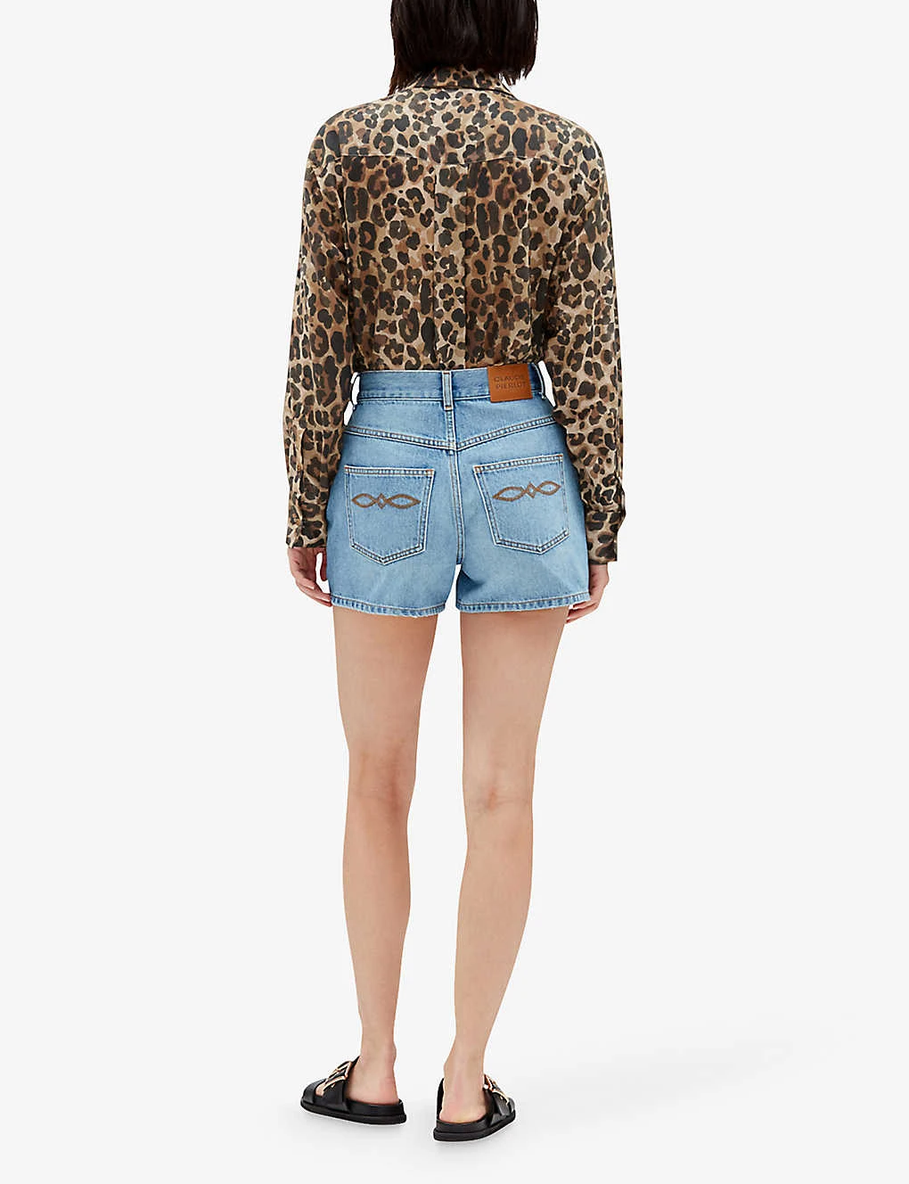CLAUDIE PIERLOT Earthblue Mid-rise Five-pocket Denim Shorts 4 CLAUDIE PIERLOT Earthblue Mid-rise Five-pocket Denim Shorts - Image 4