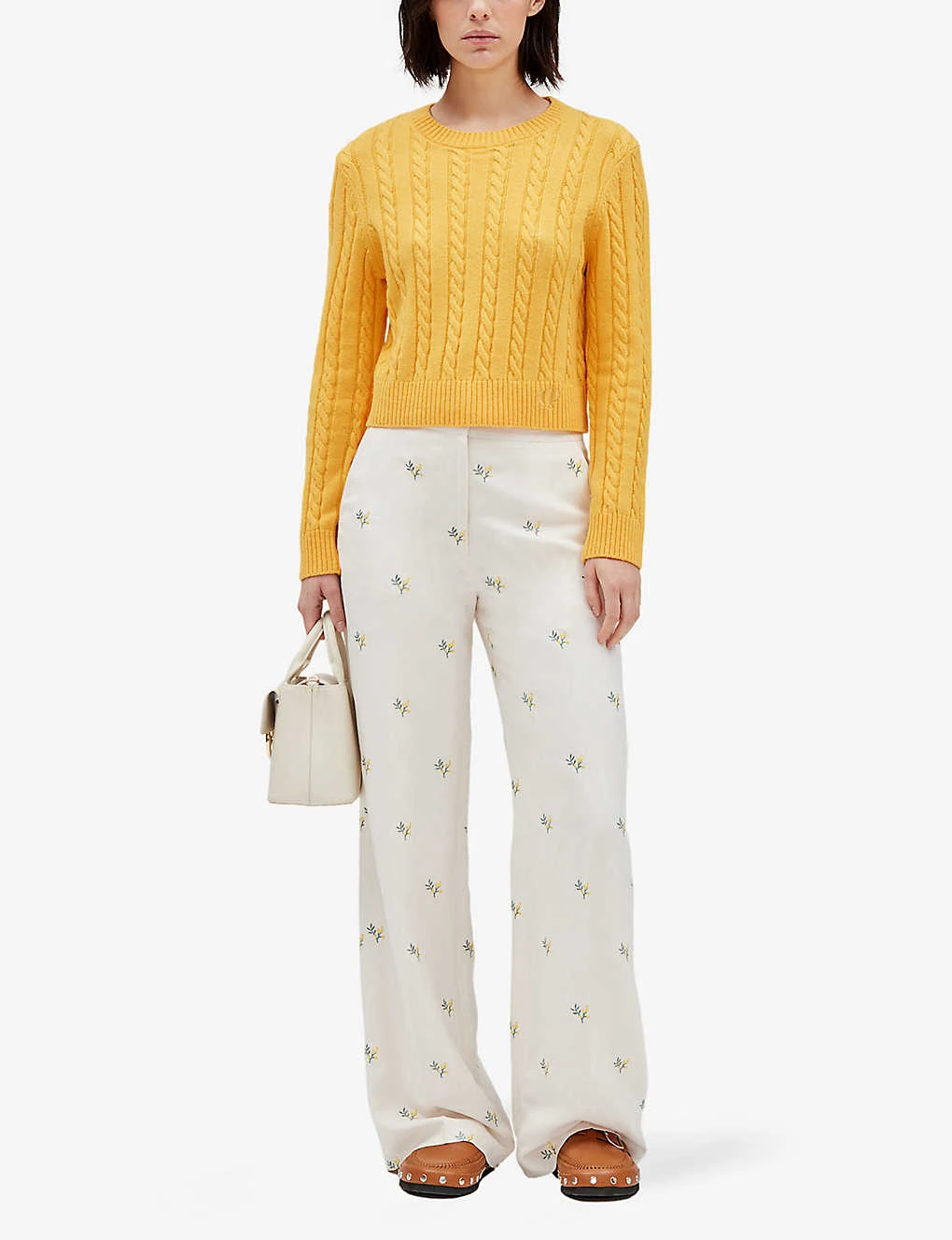 CLAUDIE PIERLOT Mimosa Floral-embroidered Wide-leg Mid-rise Woven Trousers 2 CLAUDIE PIERLOT Mimosa Floral-embroidered Wide-leg Mid-rise Woven Trousers - Image 2
