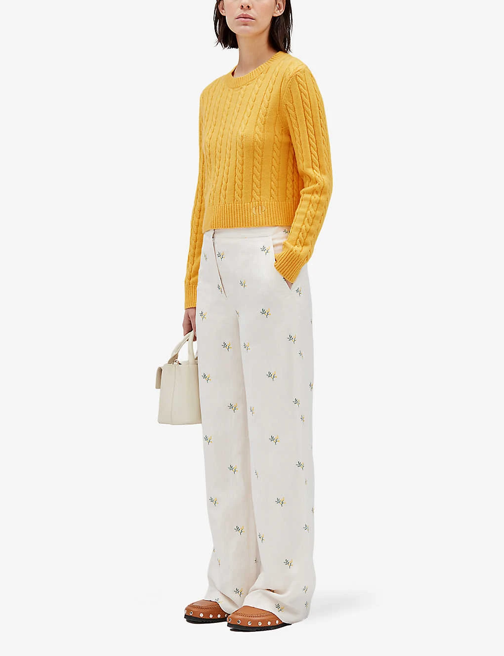 CLAUDIE PIERLOT Mimosa Floral-embroidered Wide-leg Mid-rise Woven Trousers 5 CLAUDIE PIERLOT Mimosa Floral-embroidered Wide-leg Mid-rise Woven Trousers - Image 5