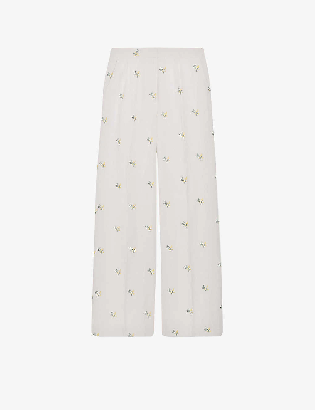 CLAUDIE PIERLOT Mimosa Floral-embroidered Wide-leg Mid-rise Woven Trousers 1 CLAUDIE PIERLOT Mimosa Floral-embroidered Wide-leg Mid-rise Woven Trousers