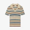 CLAUDIE PIERLOT Stripe-embellished Stretch-woven Polo Shirt