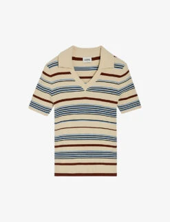 CLAUDIE PIERLOT Stripe-embellished Stretch-woven Polo Shirt