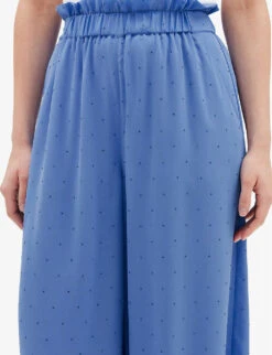 CLAUDIE PIERLOT Crystal-embellished Wide-leg High-rise Woven Trousers -Reiss Shop R04103488 BLEUS ALT04