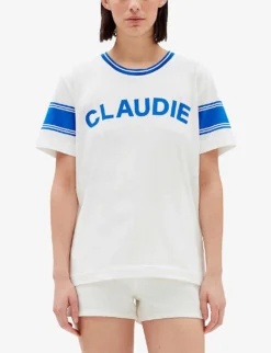CLAUDIE PIERLOT Themus Logo-print Striped Cotton-jersey T-shirt -Reiss Shop R04103504 NATURELS ALT02