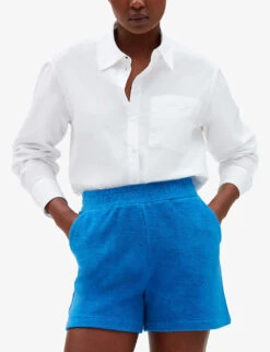 CLAUDIE PIERLOT Logo-embroidered Cotton-blend Shorts 7 CLAUDIE PIERLOT Logo-embroidered Cotton-blend Shorts -Reiss Shop R04103540 BLEUS ALT02