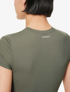 Soft Basics Brand-print Stretch-woven T-shirt -Reiss Shop R04104650 OLIVEGREEN ALT04