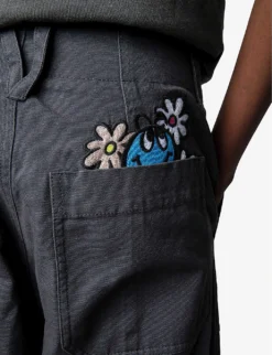 Zadig & Voltaire Embroidered Cropped Straight Mid-rise Cotton Trousers -Reiss Shop R04105484 GREYDENIM ALT04