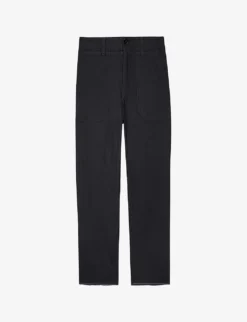 Zadig & Voltaire Embroidered Cropped Straight Mid-rise Cotton Trousers