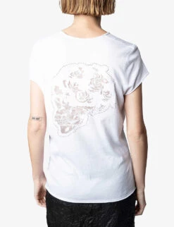 Zadig & Voltaire Story Floral And Skull Cotton T-shirt -Reiss Shop R04105492 BLANC ALT03