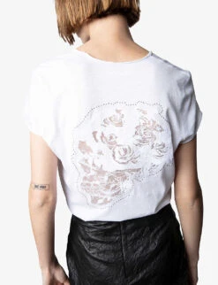 Zadig & Voltaire Story Floral And Skull Cotton T-shirt -Reiss Shop R04105492 BLANC ALT04