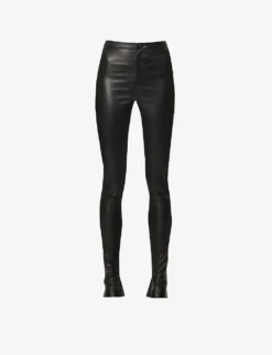 High-rise Zipped-hem Leather Leggings