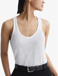 Reiss Taloulah Crew-neck Relaxed-fit Linen Vest -Reiss Shop R04107022 WHITE ALT02