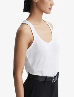 Reiss Taloulah Crew-neck Relaxed-fit Linen Vest -Reiss Shop R04107022 WHITE ALT04