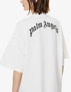 Palm Angels Bear-print Cotton-jersey T-shirt -Reiss Shop R04107185 WHITEBROWN ALT05