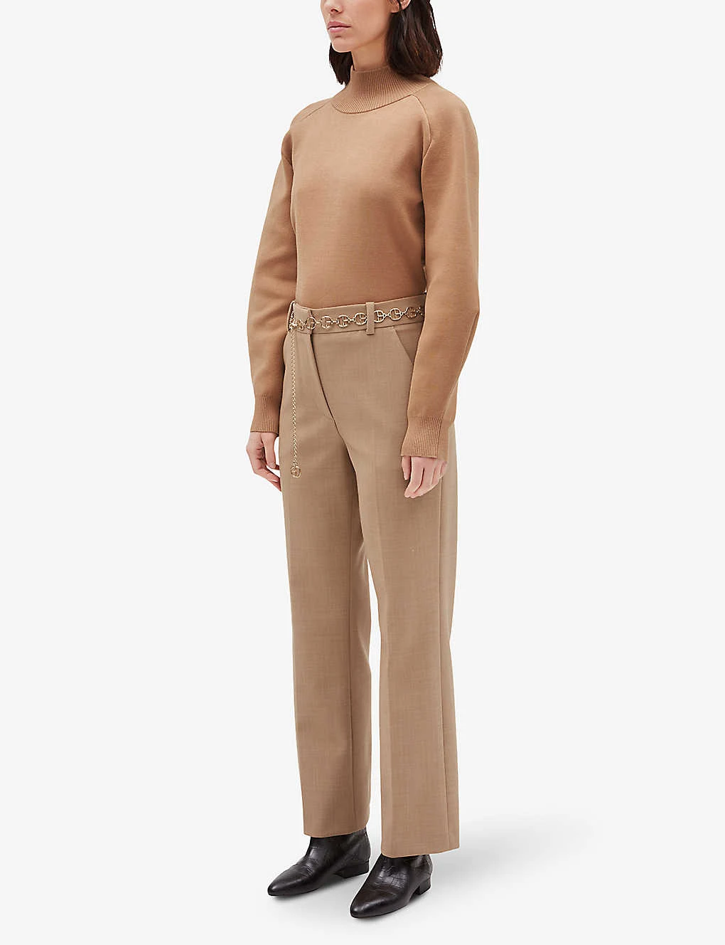 CLAUDIE PIERLOT Flared Boot-cut High-rise Stretch-woven Trousers 3 CLAUDIE PIERLOT Flared Boot-cut High-rise Stretch-woven Trousers - Image 3