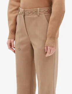 CLAUDIE PIERLOT Flared Boot-cut High-rise Stretch-woven Trousers 9 CLAUDIE PIERLOT Flared Boot-cut High-rise Stretch-woven Trousers -Reiss Shop R04107653 NATURELS ALT04