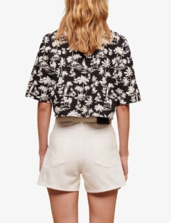 Maje Swirl-patch High-rise Denim Shorts 8 Maje Swirl-patch High-rise Denim Shorts -Reiss Shop R04109081 BLANC ALT03