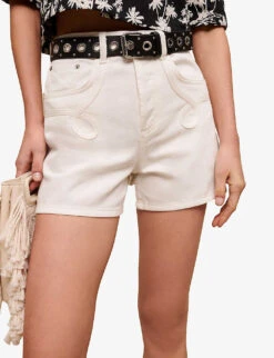 Maje Swirl-patch High-rise Denim Shorts 9 Maje Swirl-patch High-rise Denim Shorts -Reiss Shop R04109081 BLANC ALT04