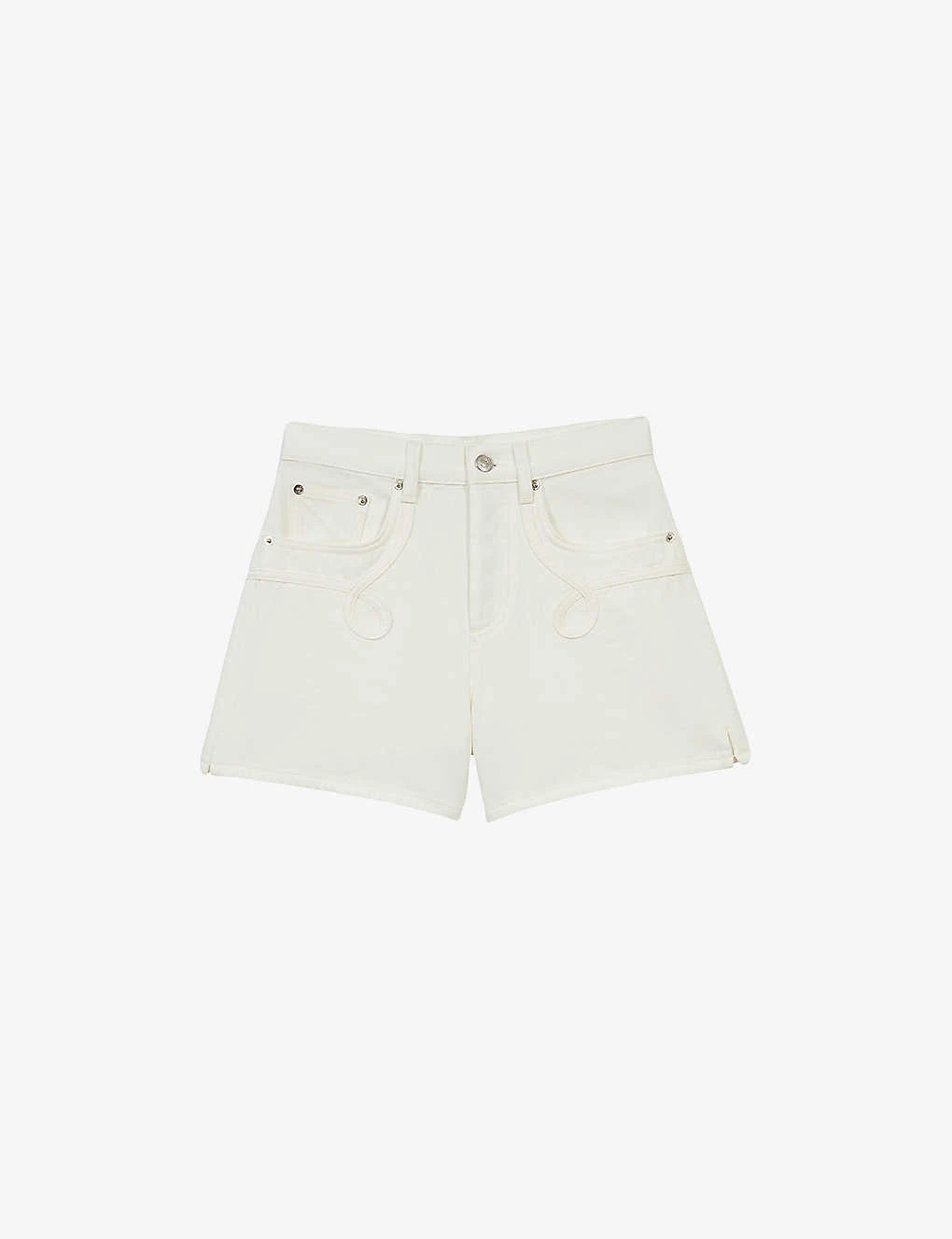 Maje Swirl-patch High-rise Denim Shorts 1 Maje Swirl-patch High-rise Denim Shorts