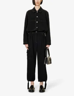 Patch Wide-leg High-rise Woven Trousers -Reiss Shop R04109271 BLACK ALT01