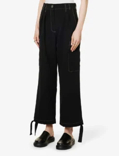 Patch Wide-leg High-rise Woven Trousers -Reiss Shop R04109271 BLACK ALT02