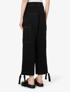 Patch Wide-leg High-rise Woven Trousers -Reiss Shop R04109271 BLACK ALT03