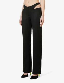 MISBHV Cut-out Straight-leg High-rise Stretch-woven Trousers -Reiss Shop R04109814 BLACK ALT02