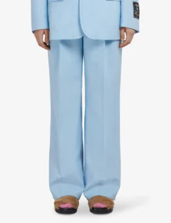 Marni Pleated Wide-leg High-rise Virgin-wool Trousers -Reiss Shop R04110576 ARCTIC ALT02