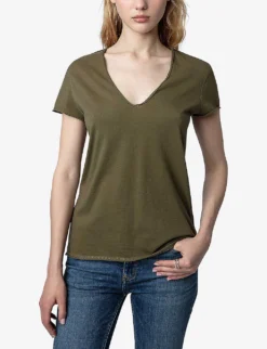 Zadig & Voltaire Guitar Story Floral-embroidered Cotton T-shirt -Reiss Shop R04110663 PICKLE ALT02