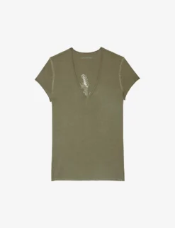 Zadig & Voltaire Guitar Story Floral-embroidered Cotton T-shirt