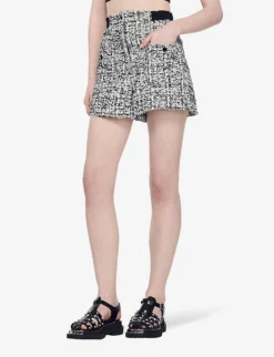 Sandro Darren High-rise Woven Shorts -Reiss Shop R04111163 NOIRGRIS ALT02