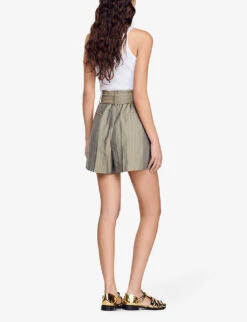 Sandro Loose-fit Striped Woven Shorts 8 Sandro Loose-fit Striped Woven Shorts -Reiss Shop R04111256 VERTS ALT03