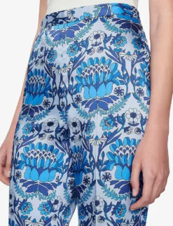 Sandro Peridot Floral-print Wide-leg Mid-rise Woven Trousers -Reiss Shop R04111277 BLEUS ALT04