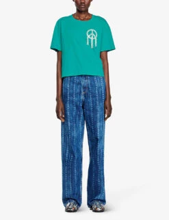 Sandro Mercury Logo-print Cotton T-shirt -Reiss Shop R04111302 BLEUS ALT02