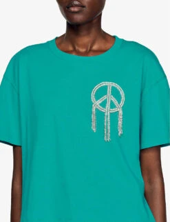 Sandro Mercury Logo-print Cotton T-shirt -Reiss Shop R04111302 BLEUS ALT04