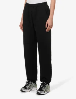 Logo-embroidered Tapered Mid-rise Cotton Jogging Bottoms -Reiss Shop R04111545 BLACK ALT02