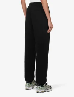 Logo-embroidered Tapered Mid-rise Cotton Jogging Bottoms -Reiss Shop R04111545 BLACK ALT03