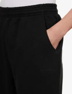 Logo-embroidered Tapered Mid-rise Cotton Jogging Bottoms -Reiss Shop R04111545 BLACK ALT04