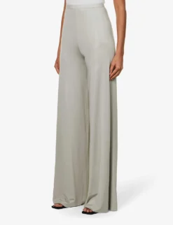 Farrah Wide-leg Mid-rise Stretch-jersey Trousers 8 Farrah Wide-leg Mid-rise Stretch-jersey Trousers -Reiss Shop R04111582 DARKPEARL ALT02