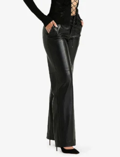 Omaria Wide-leg Mid-rise PU-leather Trousers 7 Omaria Wide-leg Mid-rise PU-leather Trousers -Reiss Shop R04114811 BLACK ALT02