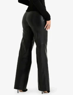 Omaria Wide-leg Mid-rise PU-leather Trousers 8 Omaria Wide-leg Mid-rise PU-leather Trousers -Reiss Shop R04114811 BLACK ALT03