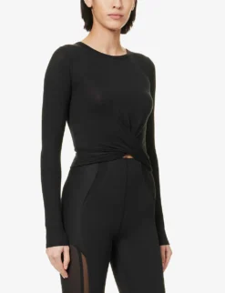 Cover Wrap-front Stretch-jersey Top -Reiss Shop R04116823 BLACK ALT02