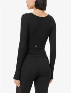 Cover Wrap-front Stretch-jersey Top -Reiss Shop R04116823 BLACK ALT03