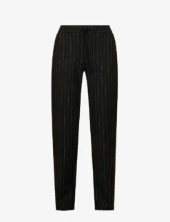 ME AND EM Pinstriped Straight-leg Mid-rise Stretch-woven Trousers