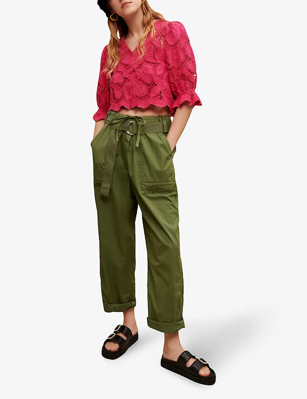 Maje Popsy Belted Mid-rise Straight-leg Cotton Trousers 2 Maje Popsy Belted Mid-rise Straight-leg Cotton Trousers - Image 2