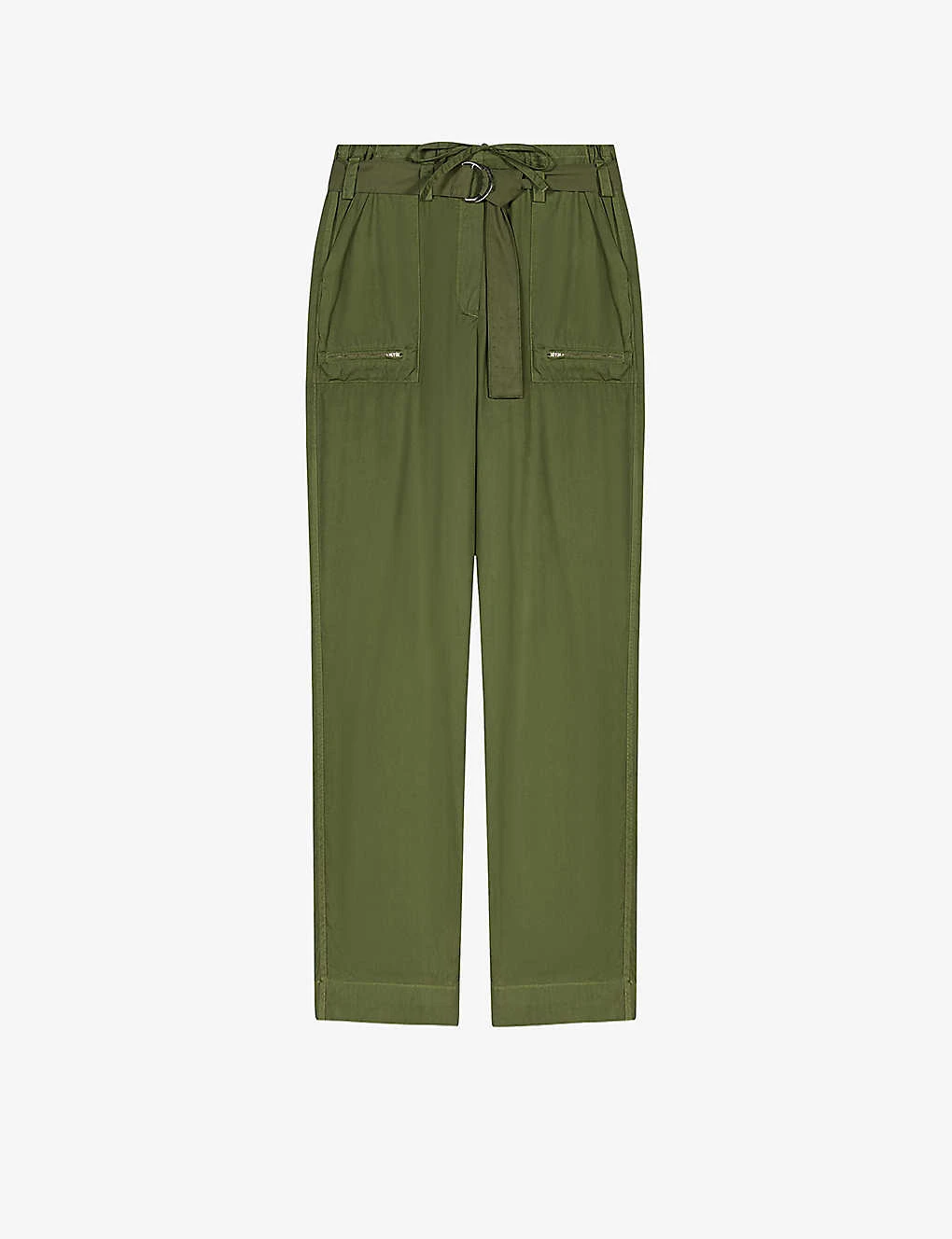 Maje Popsy Belted Mid-rise Straight-leg Cotton Trousers 1 Maje Popsy Belted Mid-rise Straight-leg Cotton Trousers